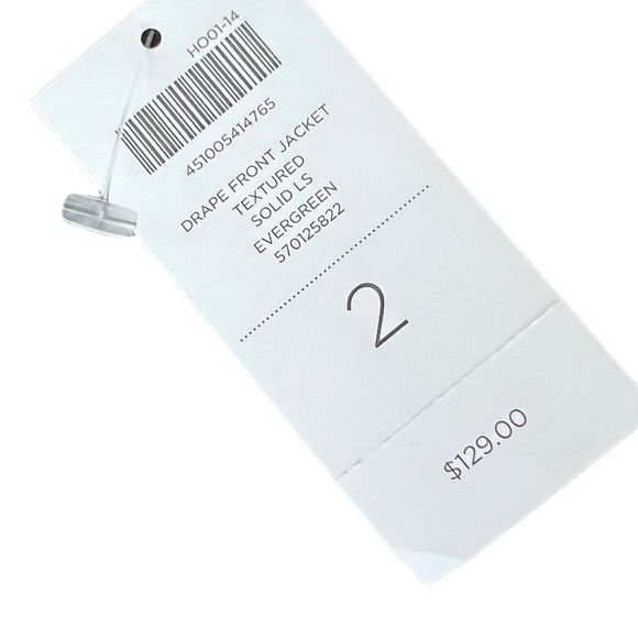 Chico’s Womens Sz 2(L) Drape Front Textured Jacket Long Sleeve NWT Evergreen - Picture 9 of 13